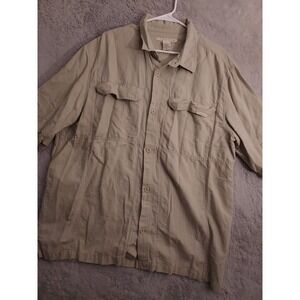 Vintage Marithe Francois Girbaud Shirt Mens XL Linen Blend Safari Bush Utility